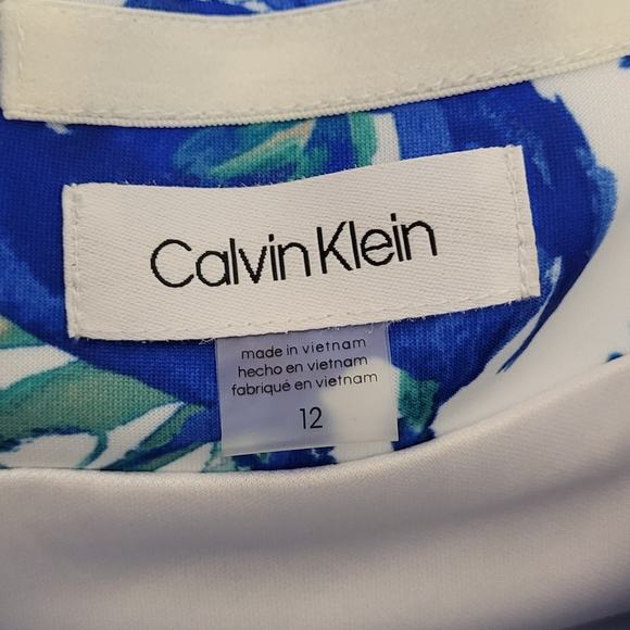 Calvin Klein Short Sleeve Off The Shoulder Sheath Dress in Regatta Multi 12 - Picture 5 of 5